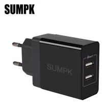 SUMPK usb зарядное устройство адаптер 5V4. 8A быстрое зарядное устройство для сотового телефона 2 порта универсальное портативное зарядное устройство для iPhone 8 7 телефон samsung Xiaomi