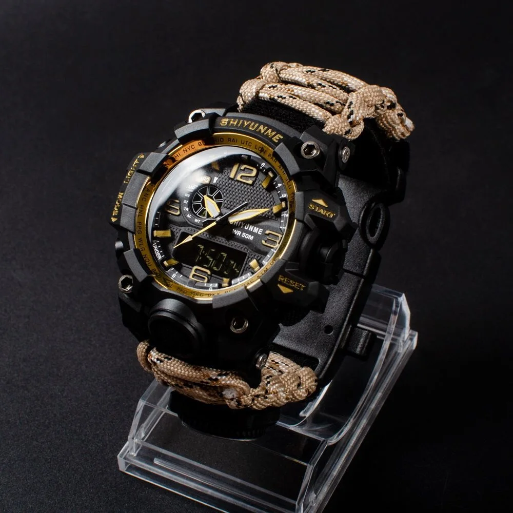 

Outdoor Flintstone compass thermometer top luxury brand G Style SHOCK military digital watches waterproof relogio masculino 1605