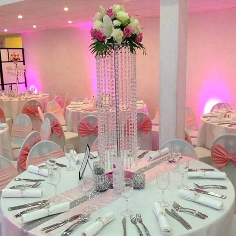 PEANDIM 10pcs 120cm Tall Acrylic Crystal Wedding Table Centerpieces Events Road Lead Flower Holder Engagement Party Decorations