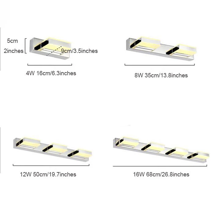 Светодиодный тщеславие освещения L15/32/50/68 см светодиодный ванной комнаты настенный светильник хромированный шкаф потолочный светодиодный vanidad passpiegels