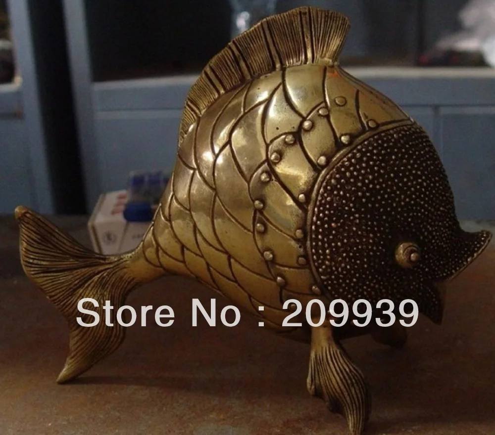 

00346 Beautiful and rare fish bronze statue size:20x16cm (A0314)