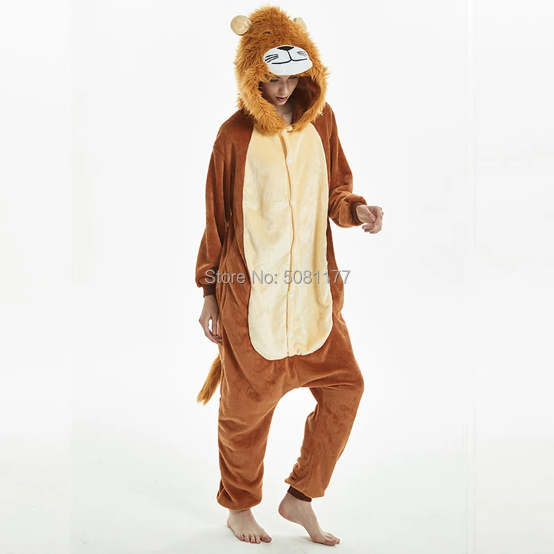 

Unisex Adult Pajamas Polar Fleece Lion Onesies Cosplay Costume Halloween One-Piece Anime Cartoon Outfit