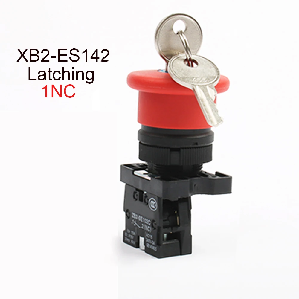 XB2-ES142 XB2-ES145 XB2-ES542 1NC/1NO1NC ключ перезагрузка, экстренная остановка кнопочный переключатель/фиксацией, Грибовидная головка 40 мм кнопочный переключатель