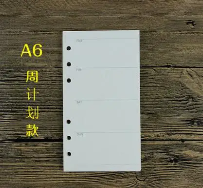 A5/A6 спираль блокнот наполнитель бумага для Filofax Диарио планировщик внутренние страницы замены офисные аксессуары переплетная книжная бумага - Цвет: A6 Weekly plan