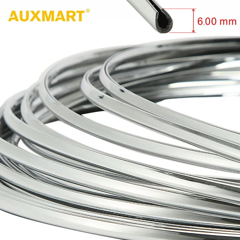 AUXMART 6 мм 3 метра хромированные полоски для гриля автомобильная дверь u стиль