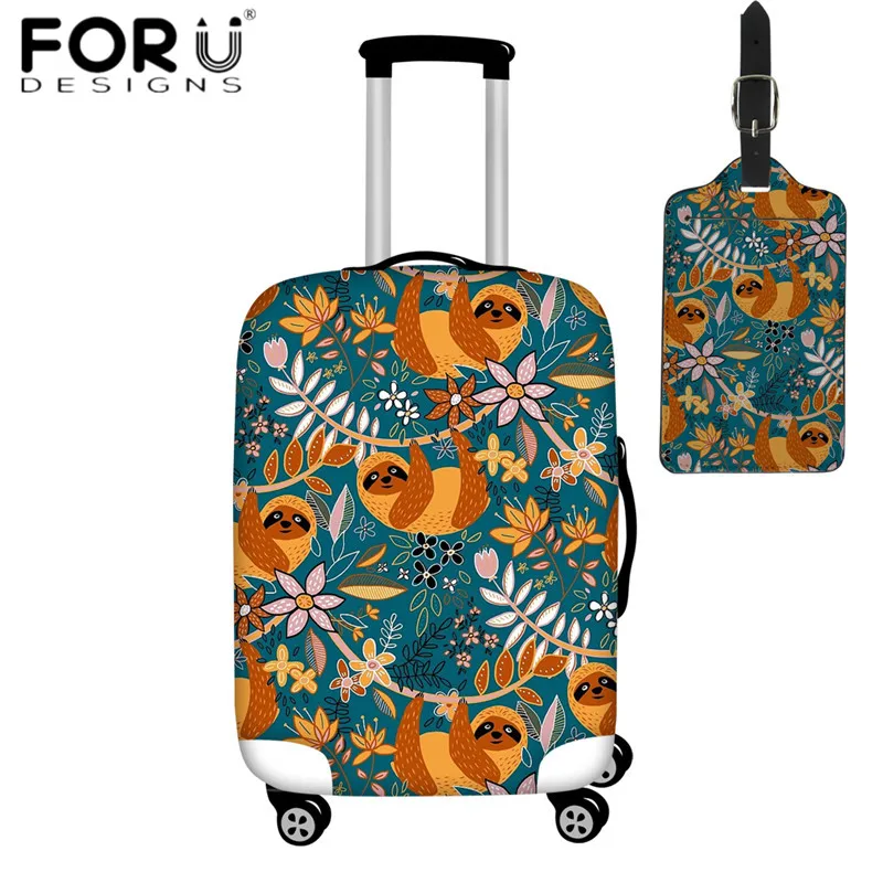 Чехол для багажа FORUDESIGNS Happy Boho Sloth с цветочным принтом мультяшный костюм Защитные