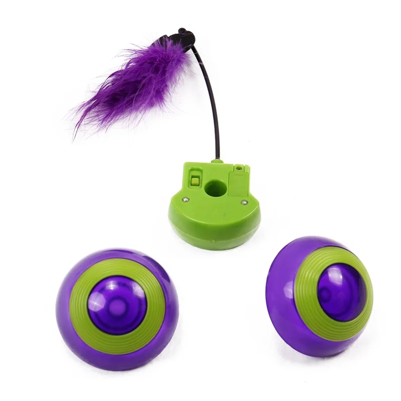 Cat Interactive tumbler Ball Degree Self Rotating Ball Automatic LED Light Entertainment Exercise Cat Toy With Feather Singsing