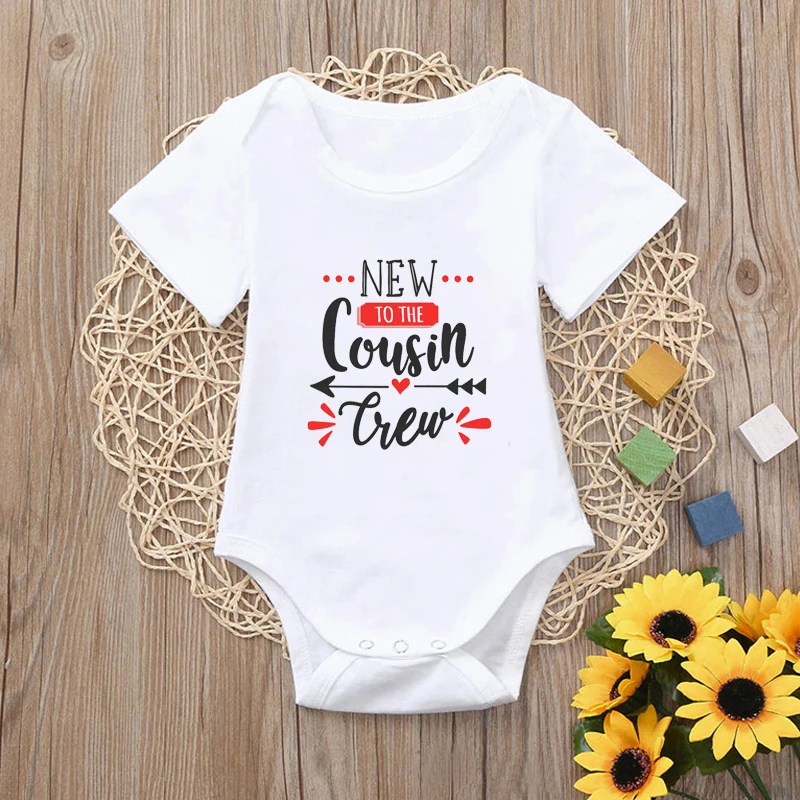 Shirerty Summer New Baby Boys Girls Short Sleeve Letter Print Cousin Tiew Cute Cotton Romper Baby Clothes Outfits