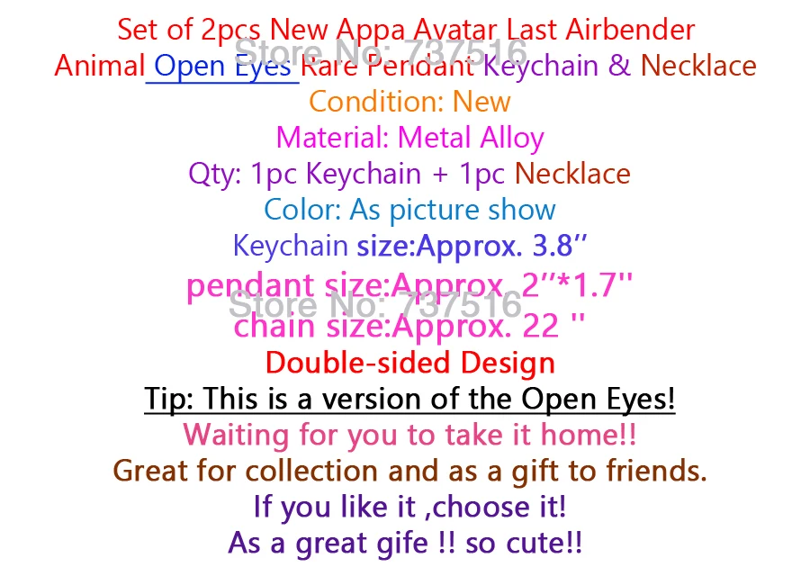 Из фильма и ТВ-анимация Appa Avatar последний Airbender животное Редкие супер крутые металлические изделия набор из 2 шт