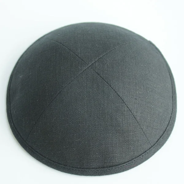 Льняные kippot еврейские Yarmulke Kippah Kippot 17 см Череп шапки для мероприятий с вышивкой - Цвет: Черный