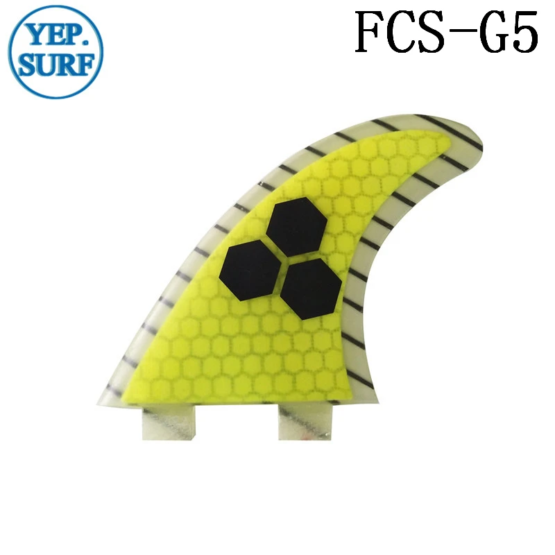 Quilhas серфинга FCS из Стекловолокна Плавники G5 желтые соты плавник FCS Бесплатная доставка