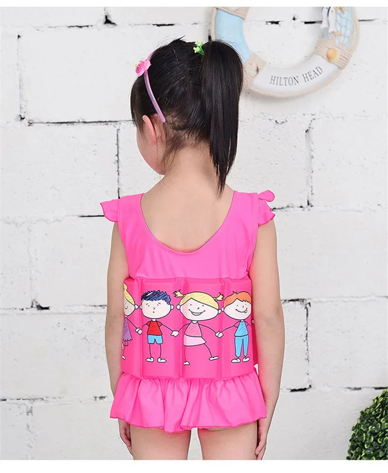 2017 Brand New Quick-drying Kids Buoyant Swimsuit Baby Boy& Baby Girls Siamese Floating Body Swimsuit Removable Float Swimwear04