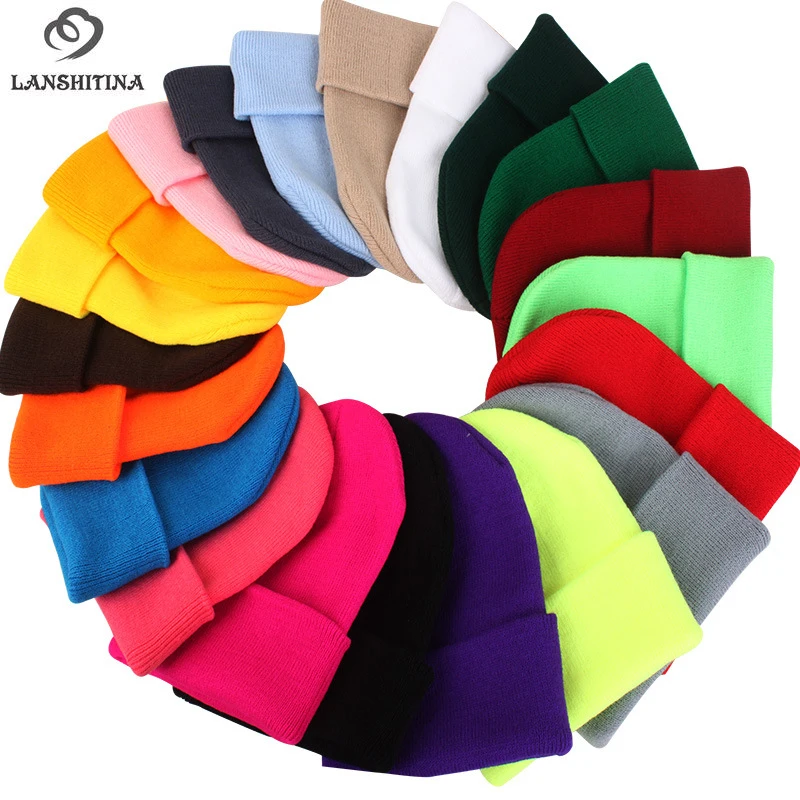 

21 Colors Solid Unisex Beanie Autumn Winter Wool Blends Soft Warm Knitted Cap Men Women Skull Cap Hats Gorro Ski Caps GH-132