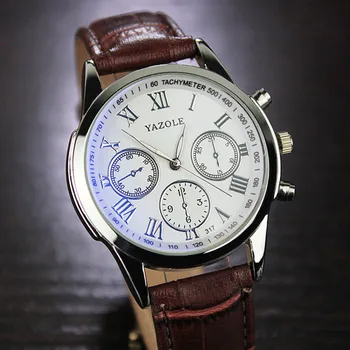 

Watches Men 2019 YAZOLE Top Brand Blue Glass Wrist Watch New Simple Style Three Eyes Quartz Clock Erkek Kol Saati