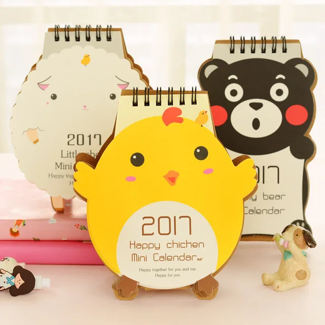 New 2017 Cute animal Print Desk Calendar Desktop To Do List Daily Planner Book Office Desk