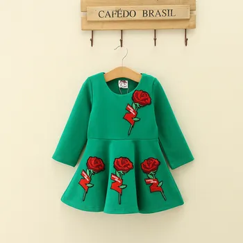 

Spring 2019 New Girls Dress Local Famous Baby Dresses Infantil Vestido O-neck Long Sleeves Vestidos Red/Blue/White 90-135cm High