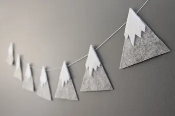 

Snowy Mountain birthday felt Garlands baby shower buntings Church nursery decor baptism banners