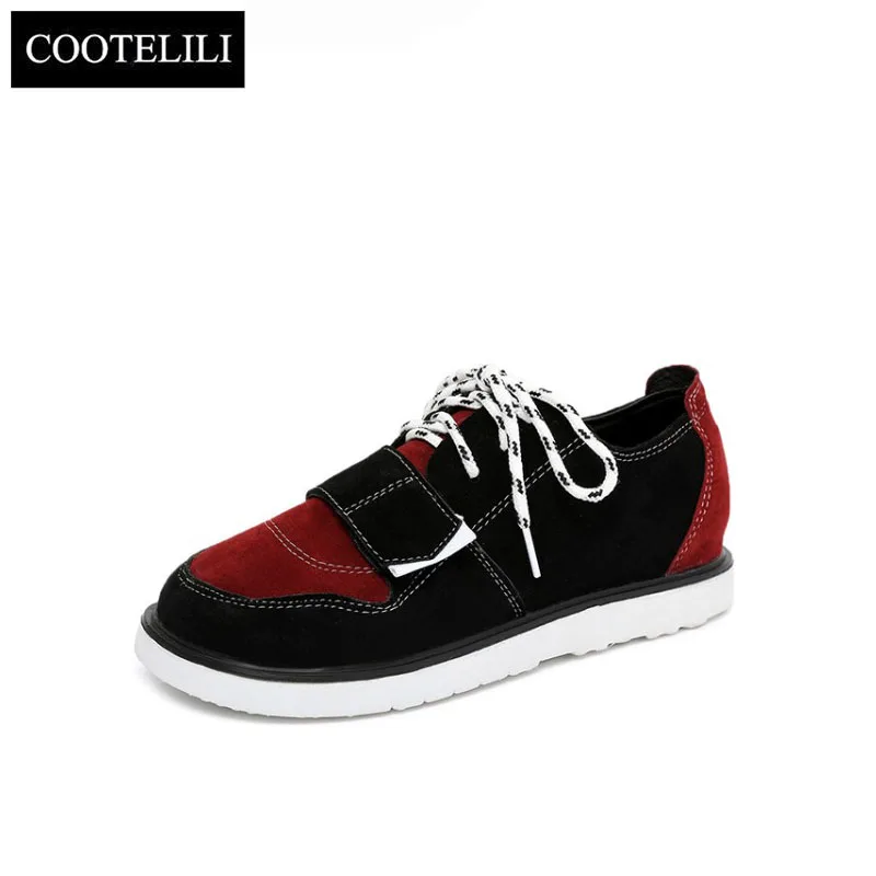 

COOTELILI Spring 35-39 Comfortable Women Sneakers Ladies Suede Mixed Color Flat Shoes Women Casual Flats