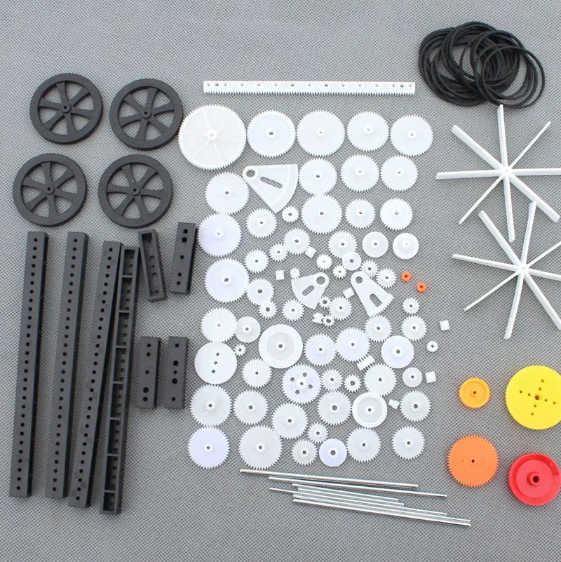 

Single/Double Plastic Gear Motor Rack Pulley Gearbox Model Toy Car Auto Craft 92Pcs DIY Accessories Four-wheel Drive Robot Kit