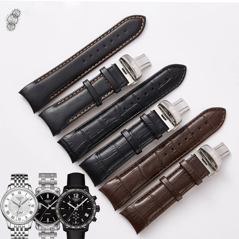 Загнутый ремешок из натуральной кожи для часов Tissot 1853 T CLASSIC T035 мужской 22 мм 23 24