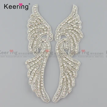 

Fancy Sewing Accessories Wings Design Rhinestone Iron On Patch WRA-836