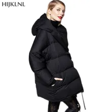 HIJKLNL, свободный размер, пуховик,, Зимний европейский бренд, с капюшоном, Повседневный, средней длины, пуховик, Женское пальто, парка, LH1241