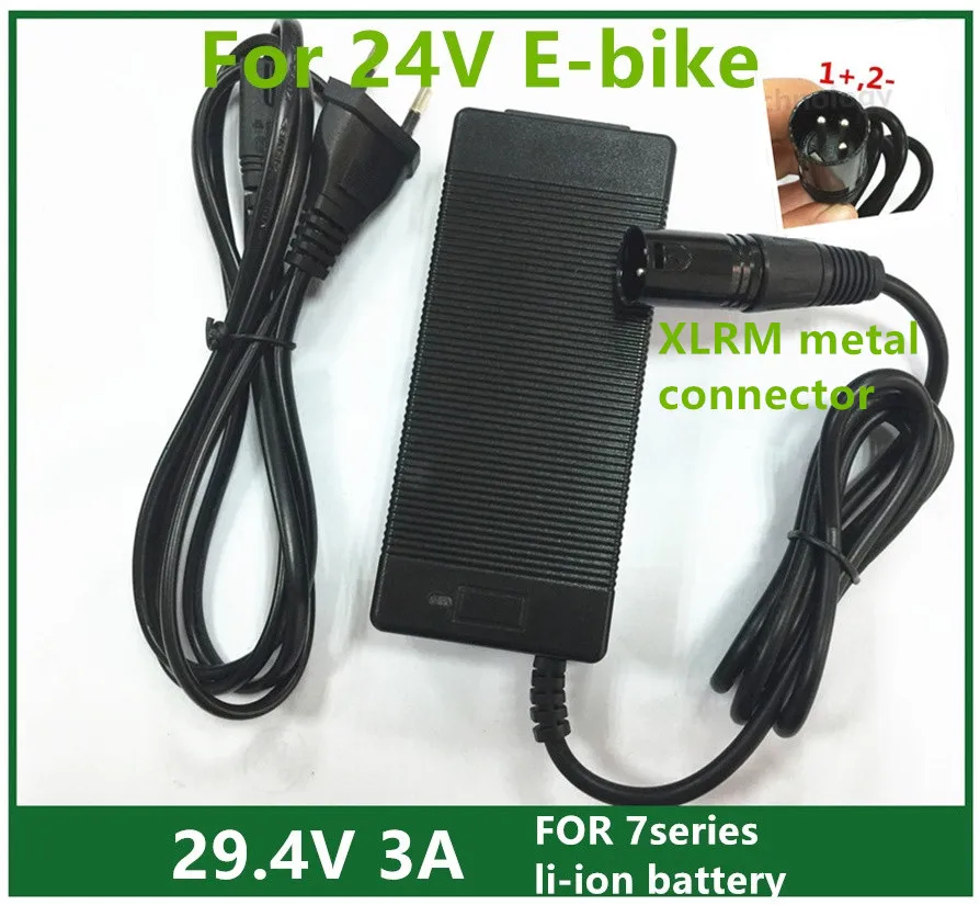 24V ионно-литиевая Батарея Зарядное устройство для Е-байка 29.4V3A Выход 7 серия 25 2 V 9