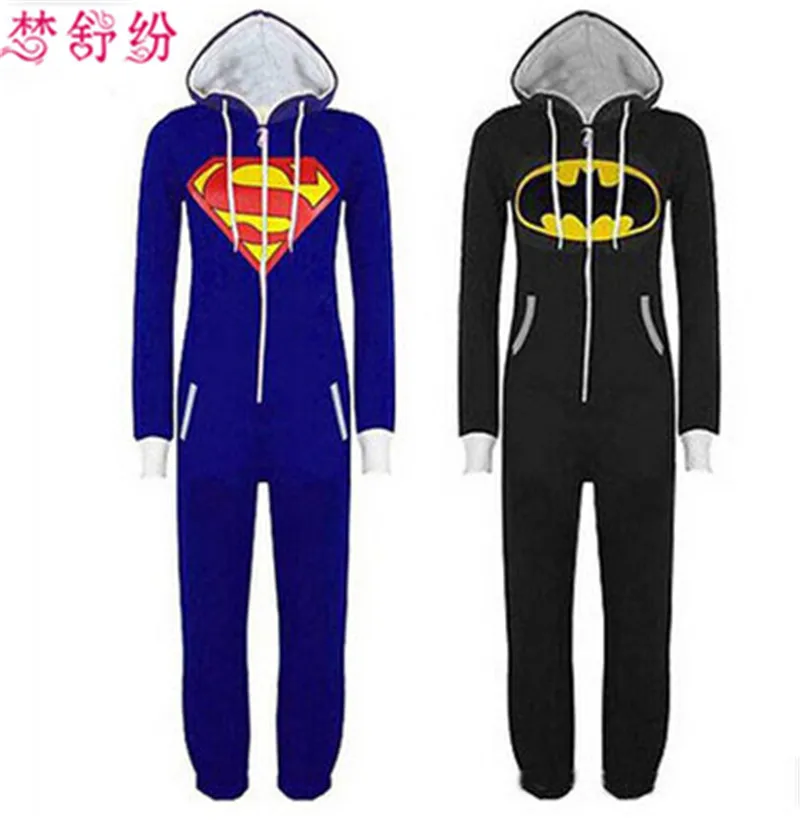 New Unisex Pyjamas Adult Pajamas Onesie Mens women Batman Superman one