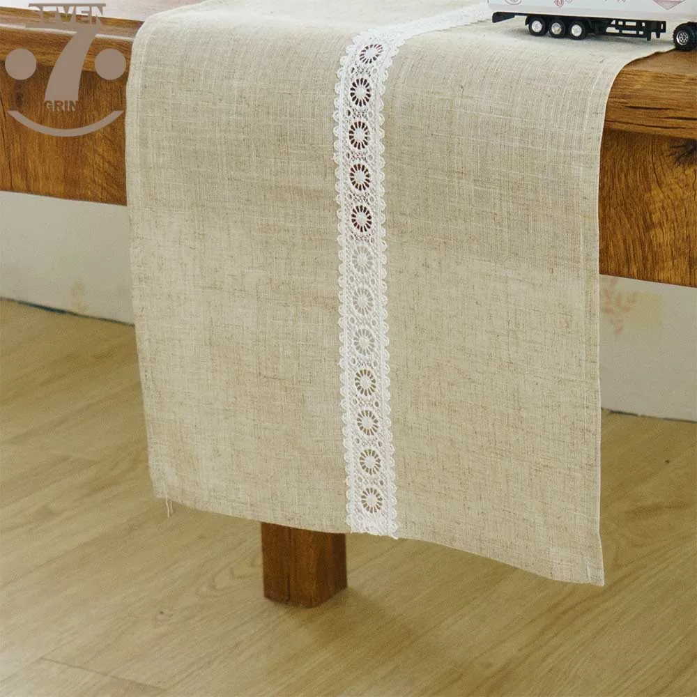 

Free Shipping Home Decorative Dining Banquet Simply Vintage Style Patchwork Lace Border Linen Table Runner