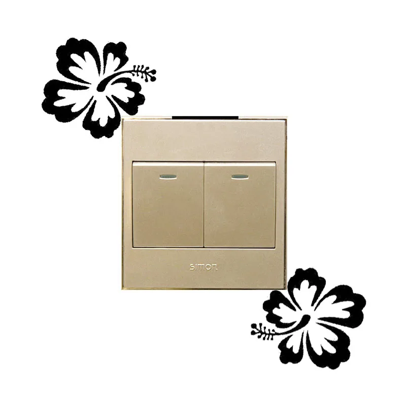 

Beautiful Hibiscus Flower Switch Stickers Decorative Wall Sticker Black 4WS0129