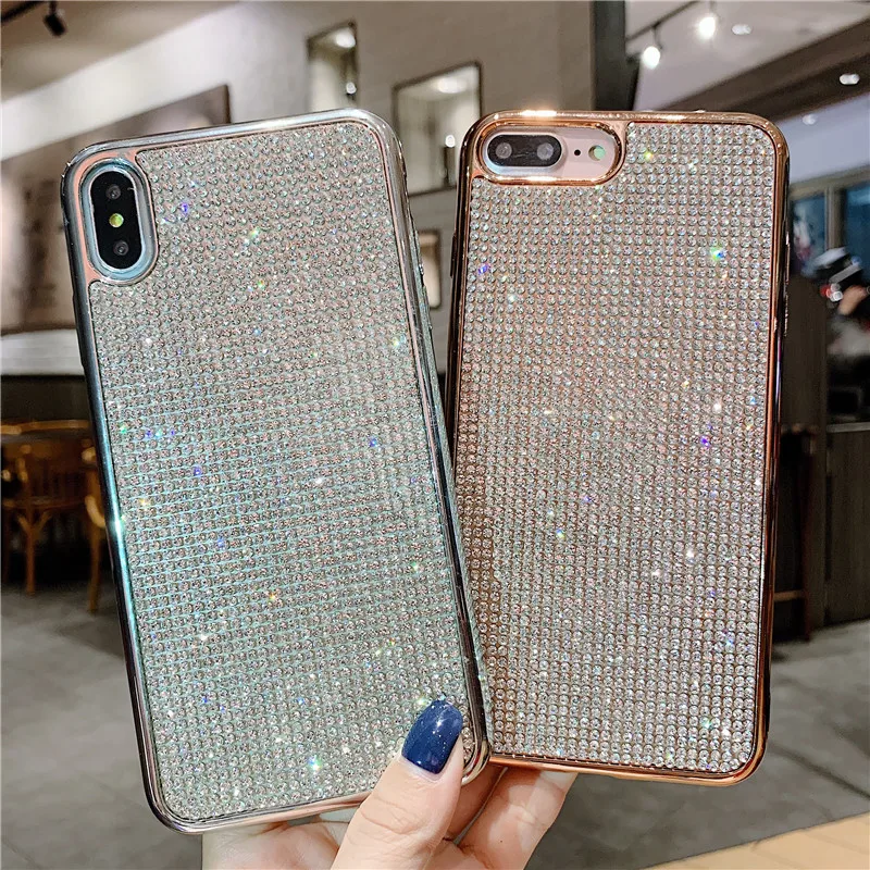 COPEONE Luxury Rhinestone Case for iPhone 7 Plus Plating Soft TPU Frame Bling Cases 6 6s 8 X XS XR XSMAX |