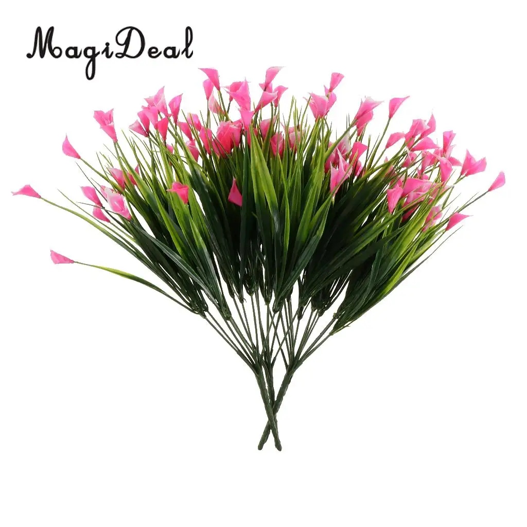 4pcs Artificial Shrubs Calla Lily Plastic Greenery Plants Flower Arrangement for Home Kitchen Dining Room Hanging Decor
