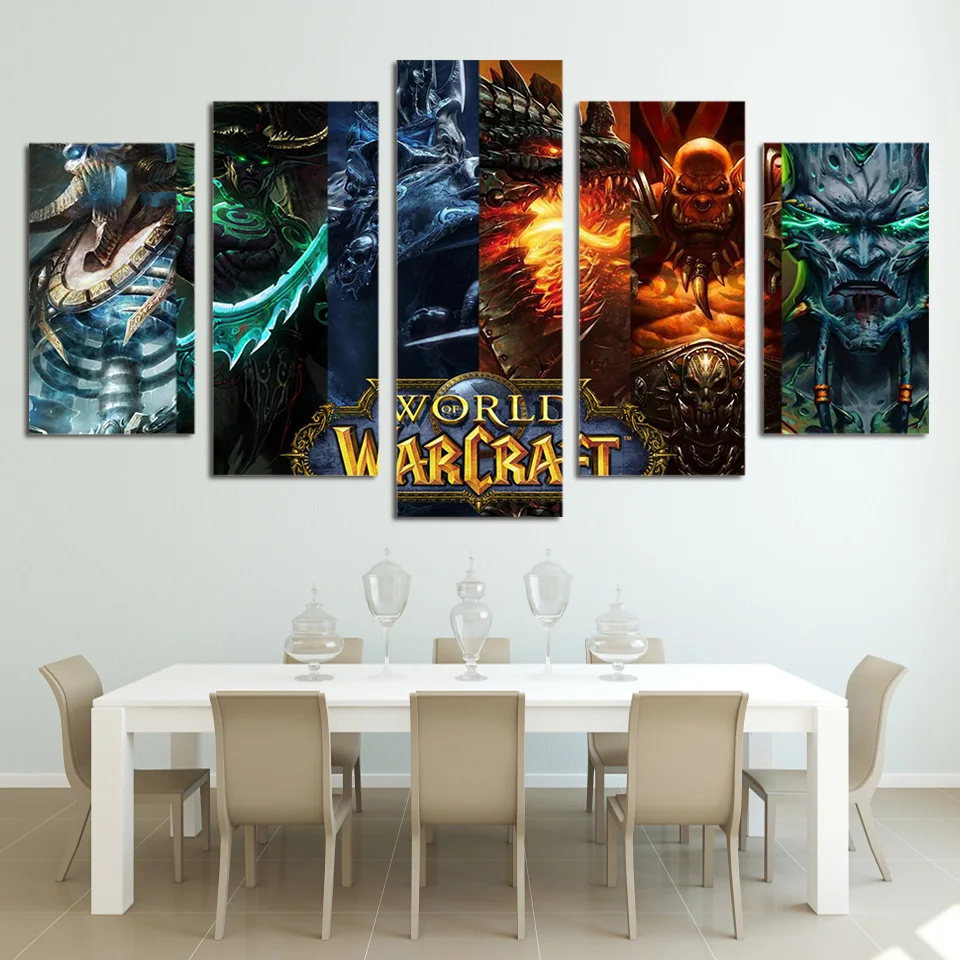 5 Panel world of warcraft Painting Home for Living Room Decoration