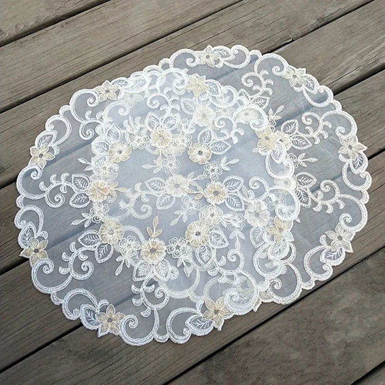 42cm HOT round embroidery place table mat cloth lace pad cup mug tea pan doilies Coffee coaster wedding dining placemat kitchen