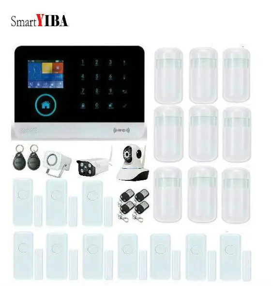 

SmartYIBAWIFI APP Control Outdoor/Indoor Security IP Camera For 3G Wireless Alarmes RFID SMS Alarm Door Gap Motion Sensor Kit