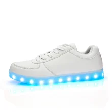 2017 Black White PU Shoes Led Schoenen Man Light Up Chaussures For Men Casual Shoes Unisex Luminous Adults Homme Femme Lumineuse