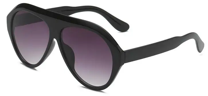 Пластиковые черные женские солнцезащитные очки, трендовые Роскошные брендовые дизайнерские женские солнцезащитные очки с овальными линзами, Мужские Винтажные Солнцезащитные очки - Цвет линз: bright black gray