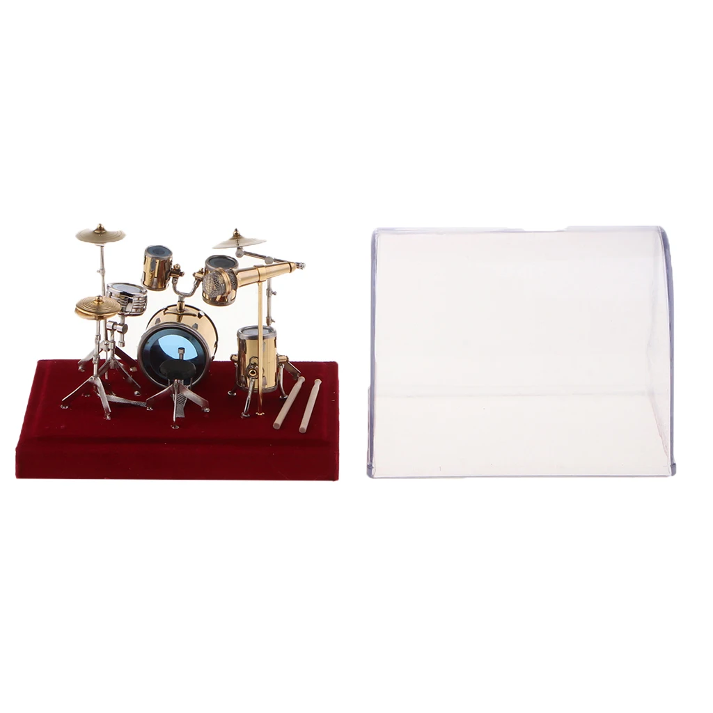 Miniature Drum Set Kit Musical Instrument Model Figurine for Music Lovers 14 x 11 x 10cm