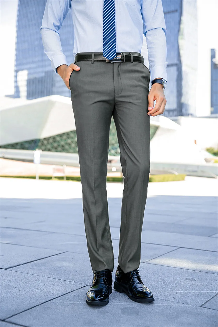 Для мужчин s костюм брюки летние Для мужчин брюки прямые Бизнес офисные Для мужчин s Формальные Брюки Плюс Размеры классические брюки чисто мужской цвет Тонкий
