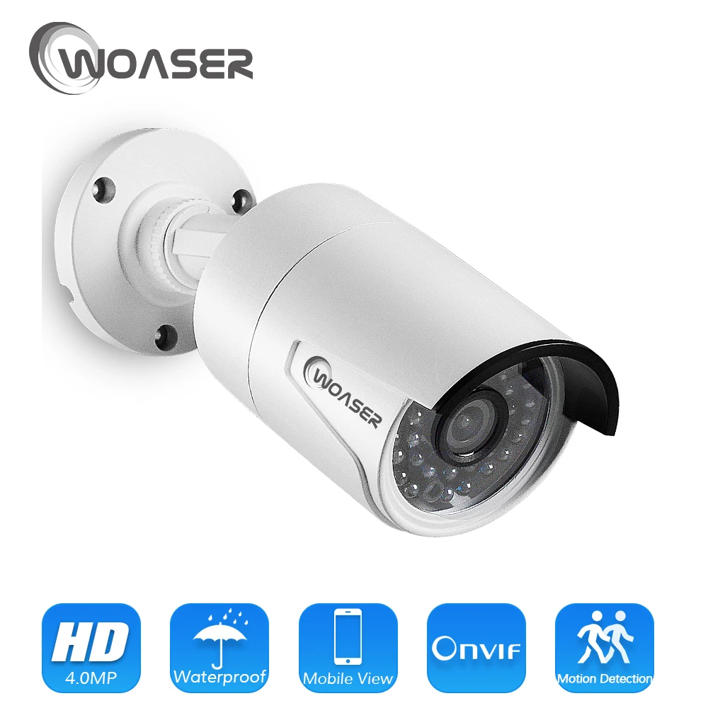

WOASER H.265 CCTV 4.0MP OV4689 48V POE IP Camera 2592*1520 IR In/Outdoor ONVIF Waterproof HD Video Security Surveillance Camera