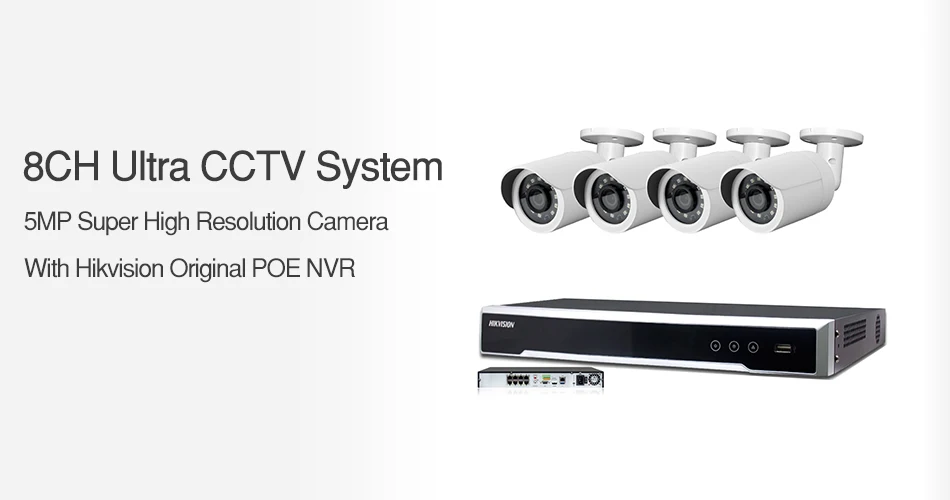 8CH CCTV система 4 шт. ультра 5MP наружная камера безопасности POE с Hikvision 8 POE NVR DS-7608NI-K2/8 P DIY комплекты видеонаблюдения