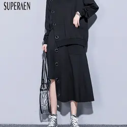 SuperAen стандартная юбка для женщин Лето 2019 г. Новый хлопок дикий повседневное модные юбки для женские Высокая талия эластичный пояс