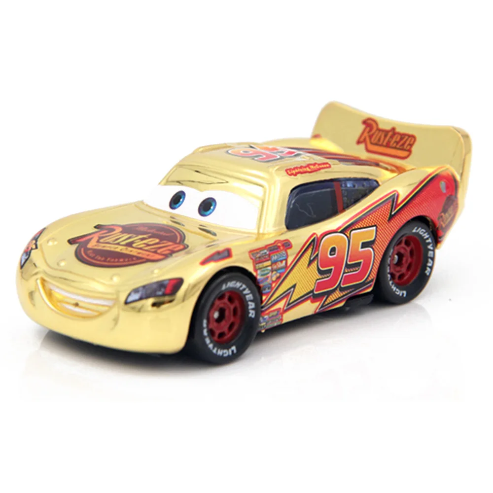 Disney Pixar Cars золотые серебристые McQueen 1:55 литой металлический сплав модель