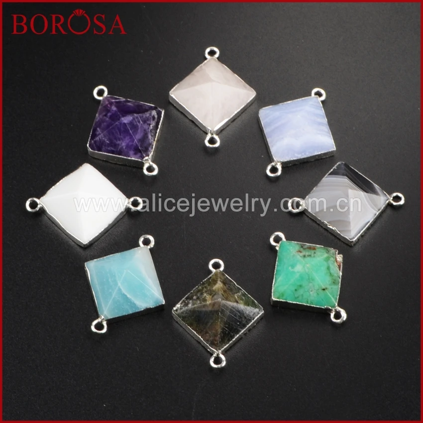 Borosa оптовая продажа Натуральный камень разъем Druzy украшения из чистого серебра