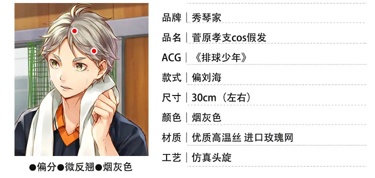 Hsiu Sugawara Koushi Cosplay Wig Haikyuu Costume Play Wigs Short Gray Halloween Costumes Hair -Zentai shop online