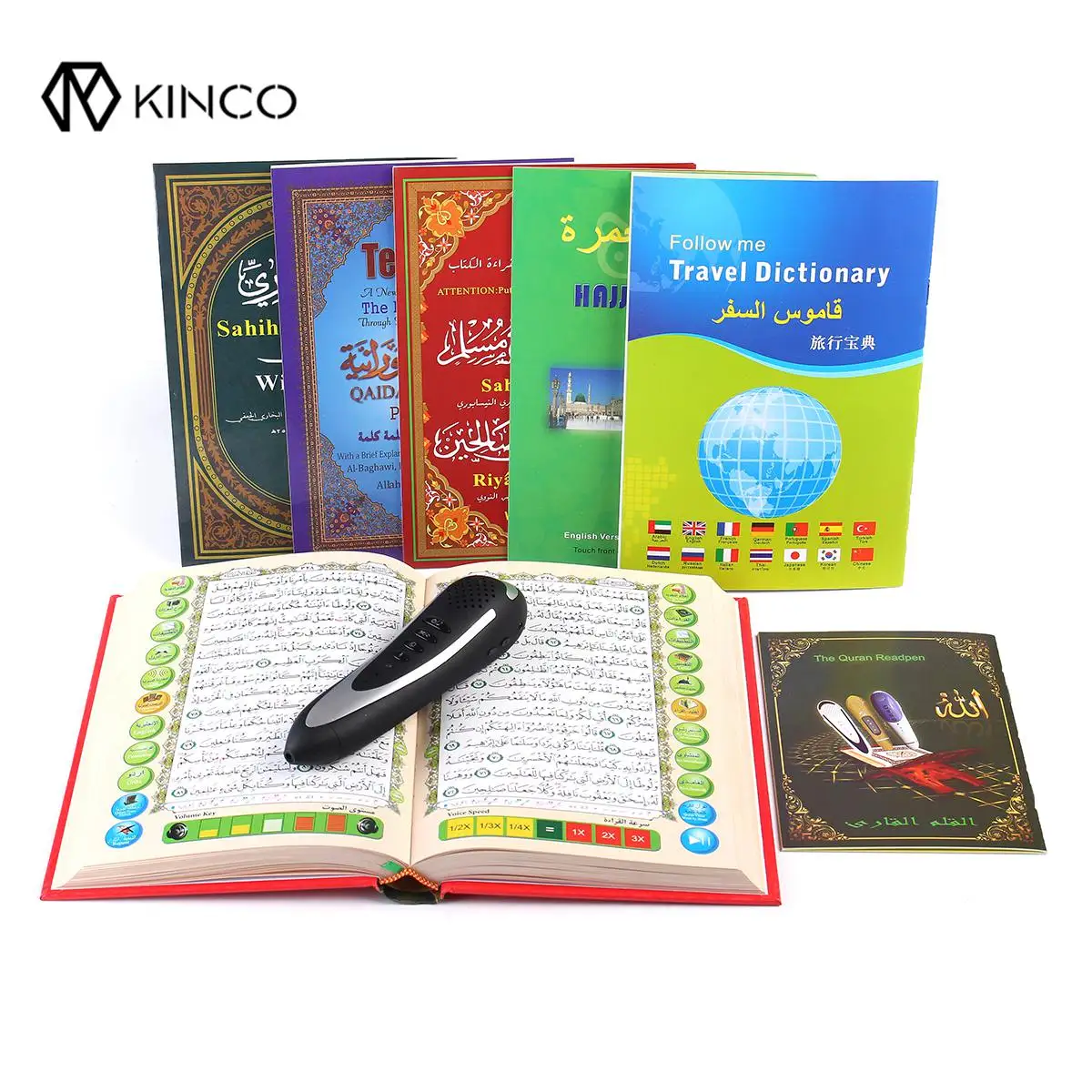 

KINCO 4/8GB Digital Quran Reader Pen Speaker Recite FM MP3 TF With 6 Books Digital Quran Pen Reader 23 Languages