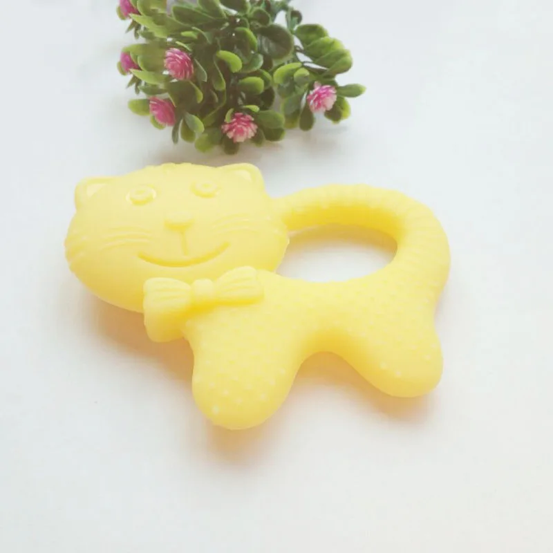 New Top Silicone Baby Teether Cat Shape Teether Silicone Baby Dental Care Toothbrush Training Baby Care Traning Tool Teething Toys   