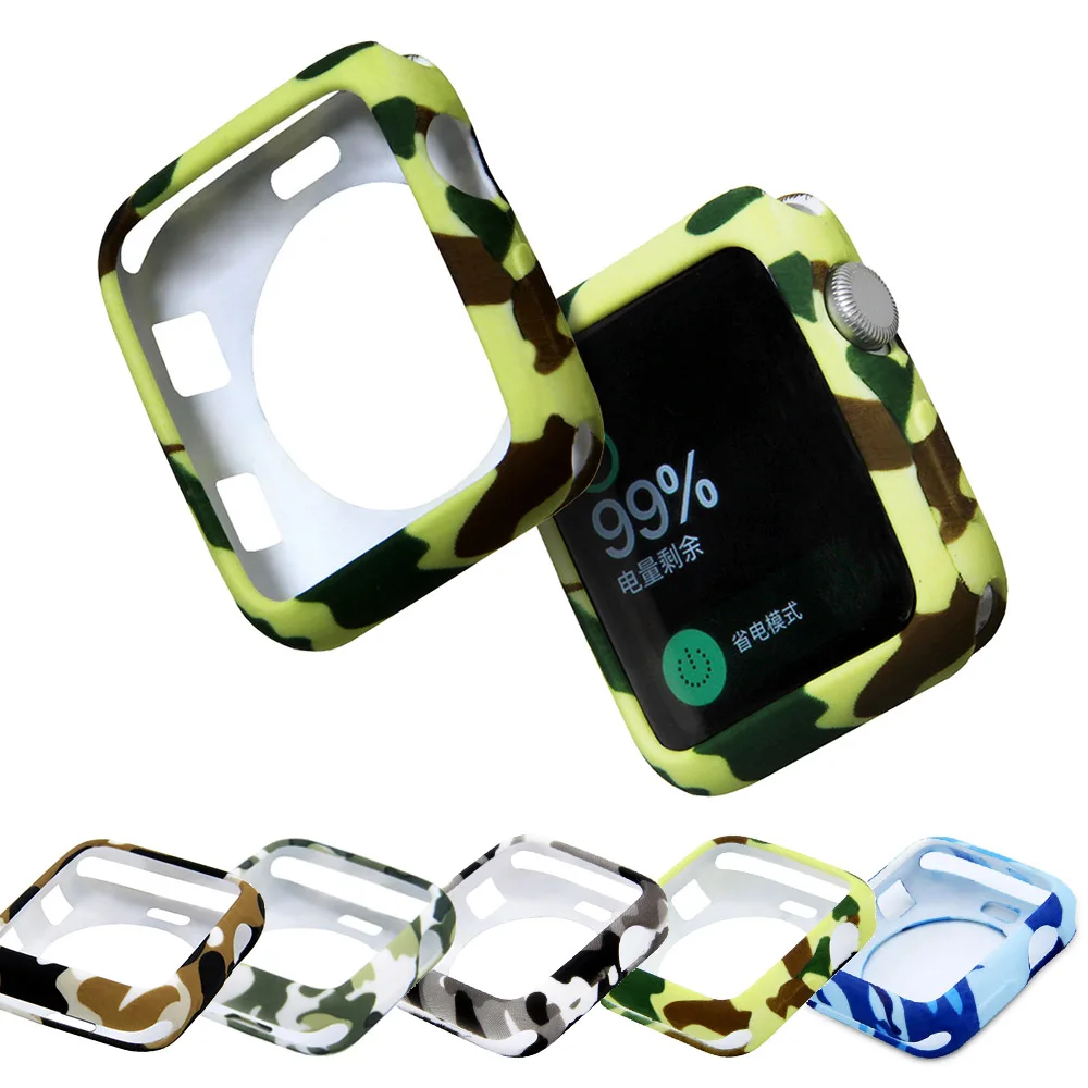 42 38 мм спортивный ремешок для часов защитный чехол для Apple Watch Чехол Мягкий силиконовый чехол серия 3 2 1 Аксессуары для iwatch камуфляж