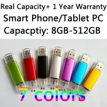 New Metal OTG Mobile Pen Drive USB 2.0 Flash Drive 128GB 256GB 512GB External Storage Pendrives 64GB 32GB 16GB USB Stick Gift