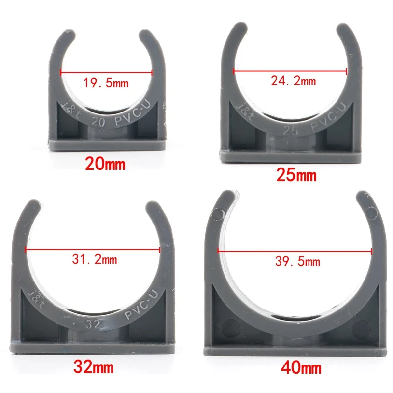 10 шт., 20 мм, 25 мм, 32 мм, 40 мм, серый, ПВХ, PPR трубы, поддержка, водопровод, трубы, зажимы, жесткая трубка, кронштейн, садовая оросительная система, фитинги